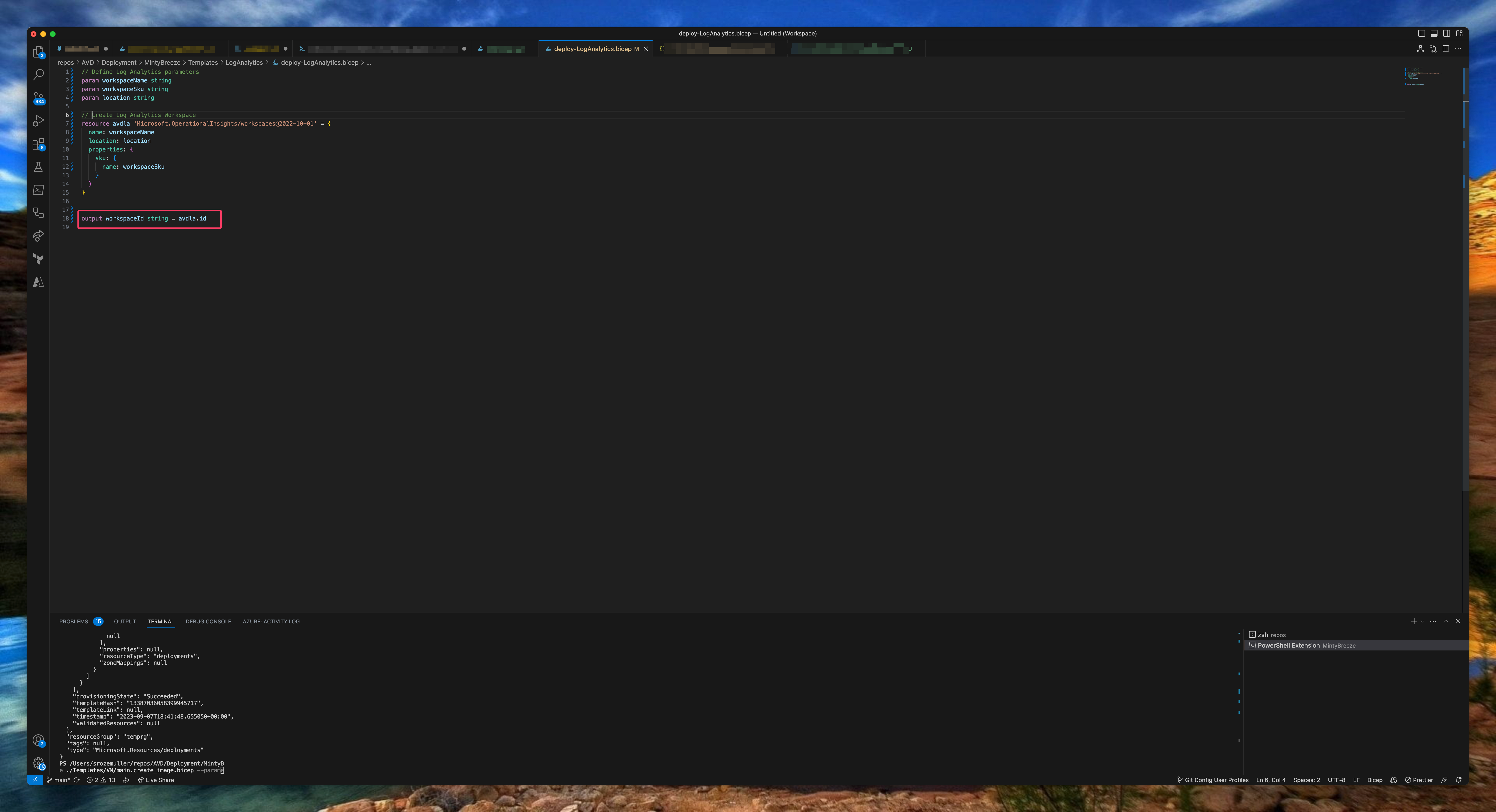 bicep-loganalytics-output